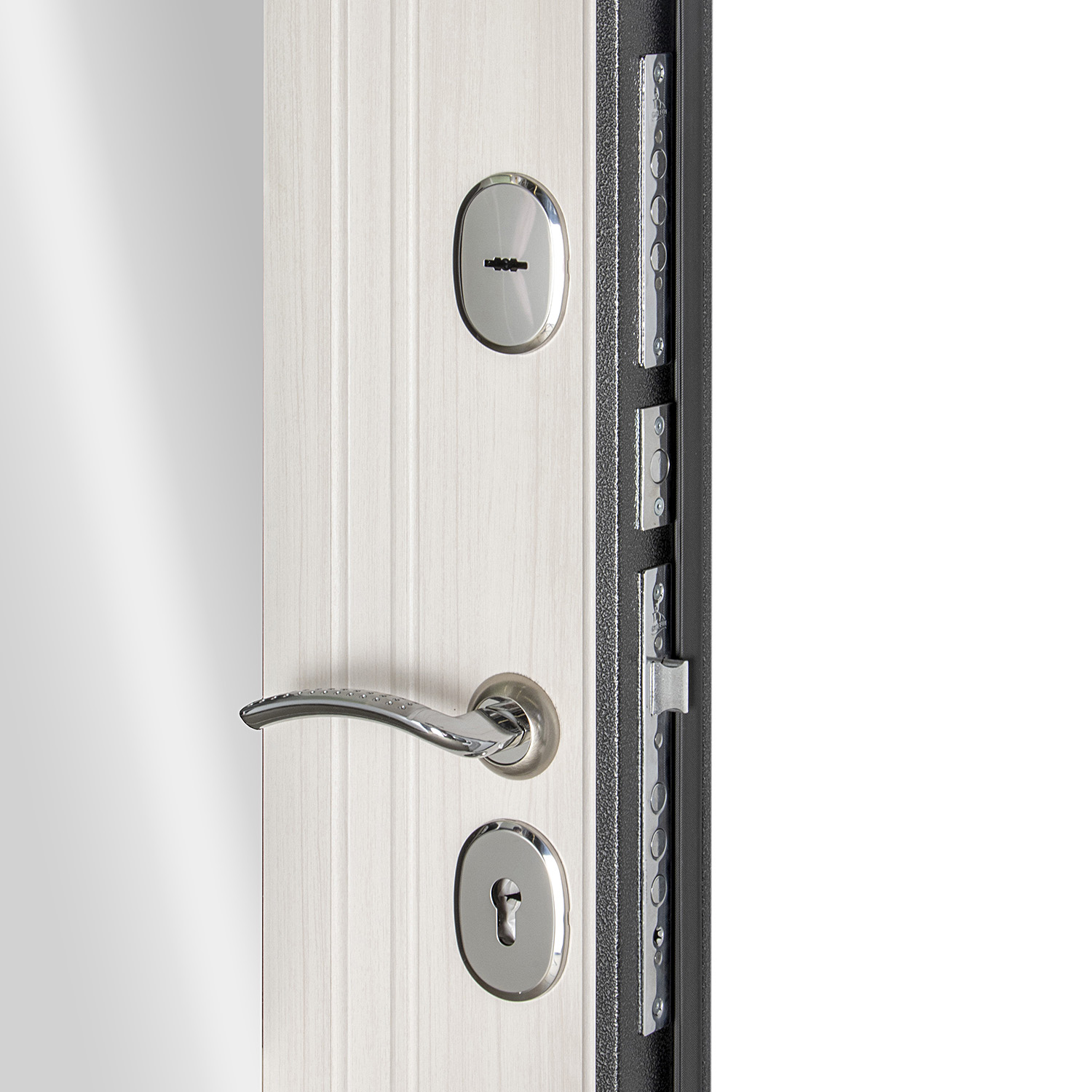 Дверь входная Дверной континент, 860х2050х70 мм, с зеркалом, правая, серебристый антик/сандал светлый