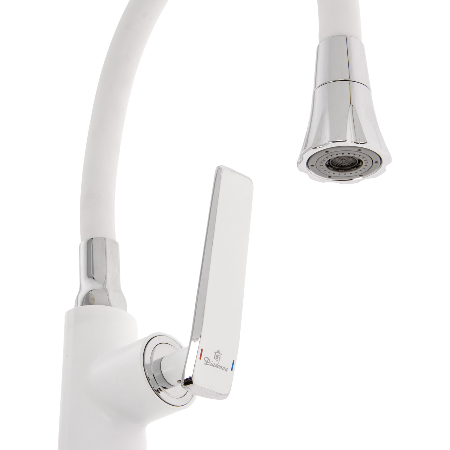 Смеситель для кухни Diadonna D137-41W гибкий излив, белый *1/10