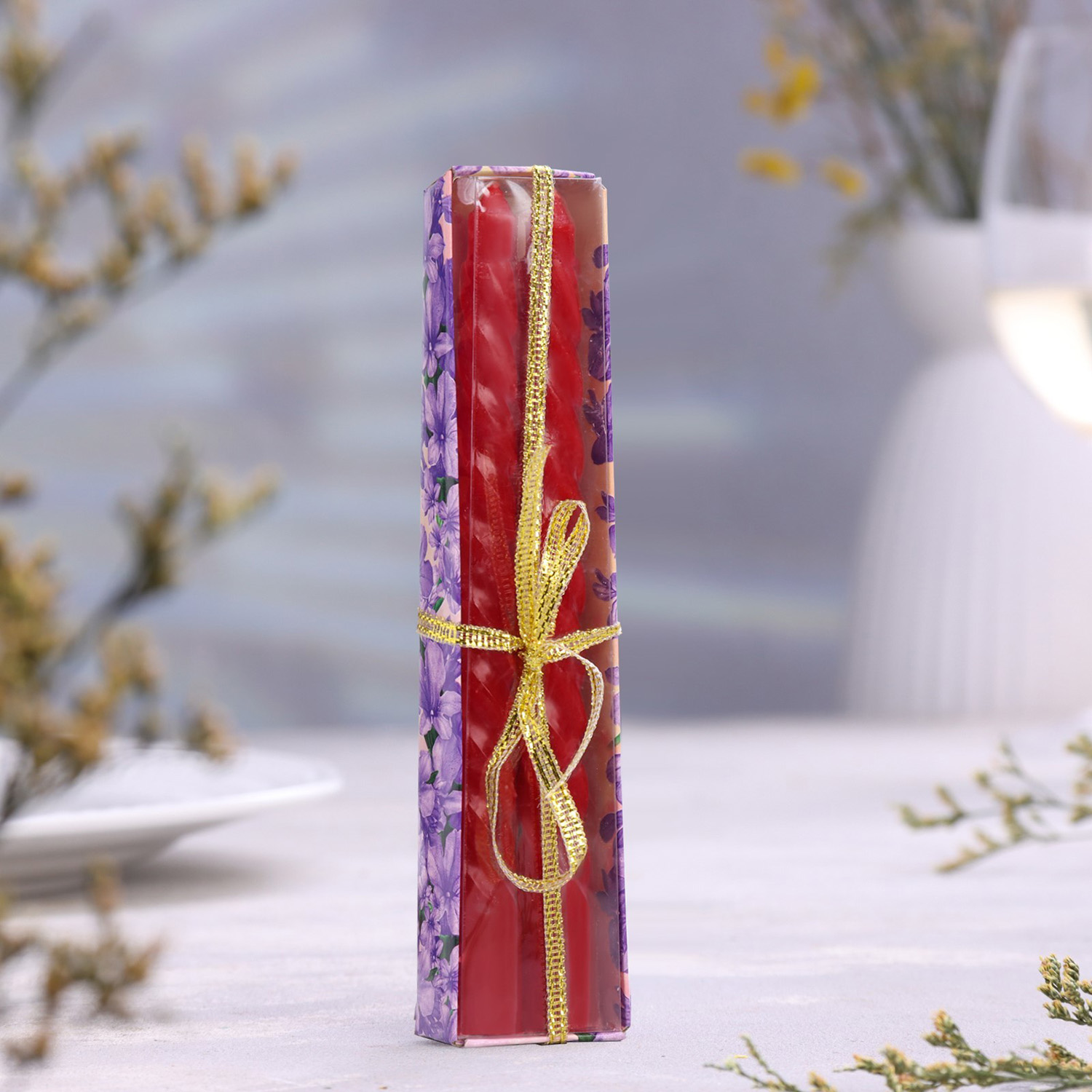 Свеча воск витая (набор 2 шт) h=15 см, аромат клубника 483422