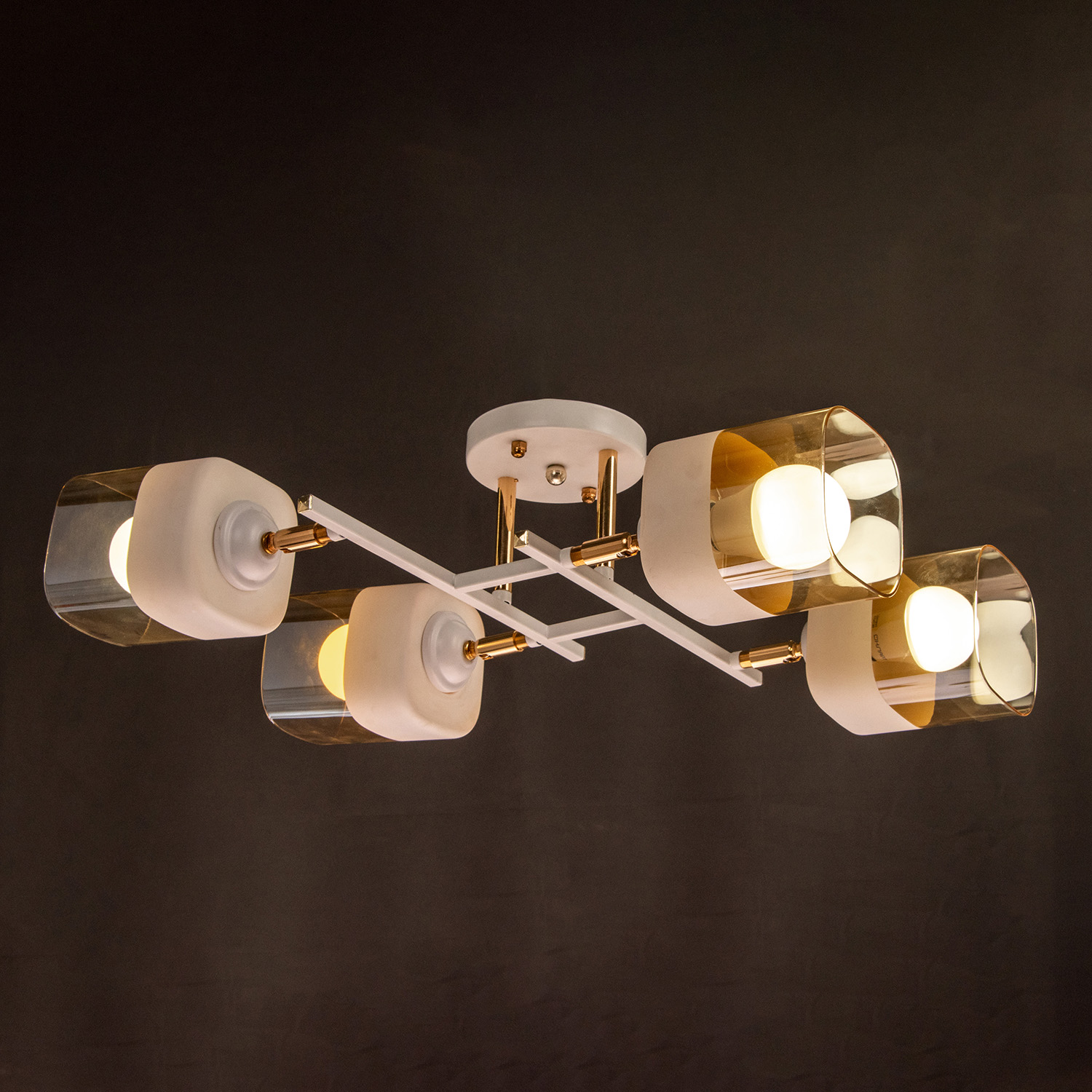 Люстра "Камелия" 4хЕ27 40Вт бело-золотой 56х56х27см 9408299  S=12м2