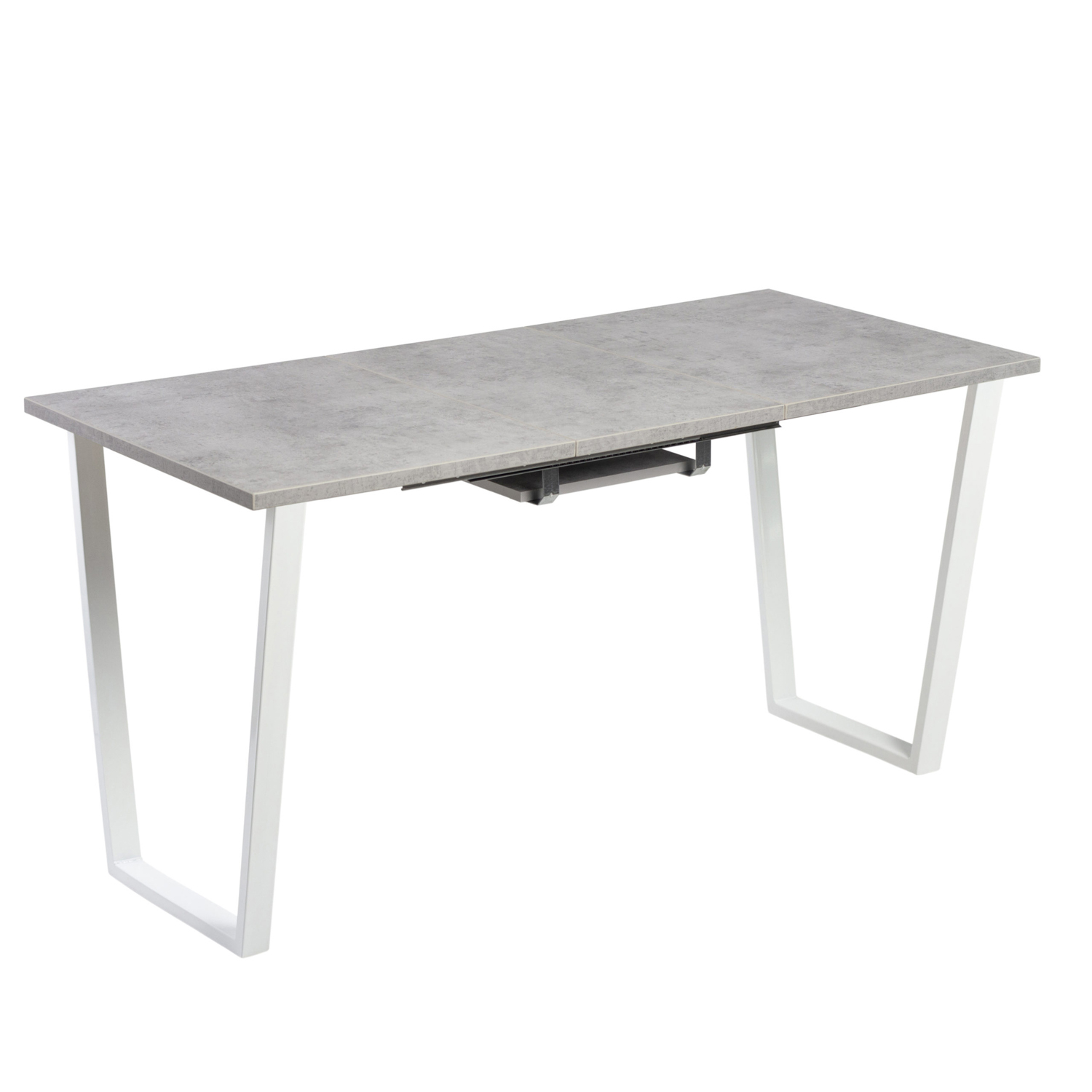 Стол раздв.АТЛАНТ-2 1200(+500)*800*h750мм ЛДСП EGGER Бетон Чикаго светлый+опора метал.Белый глянец*1