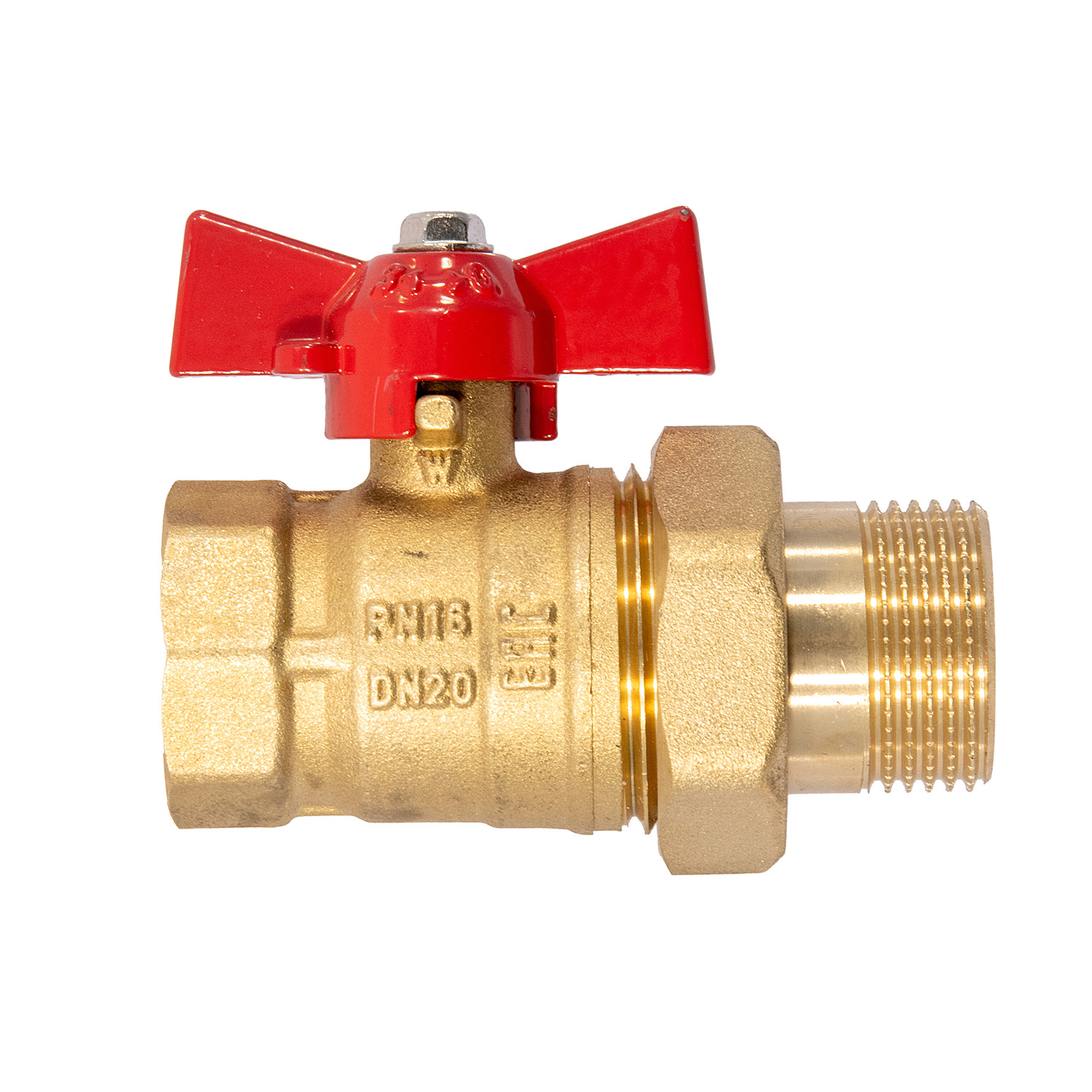 Кран шаровый 3/4" (Ø20) М/П бабочка с американкой STI 11Б27п1 (9595) *1/80