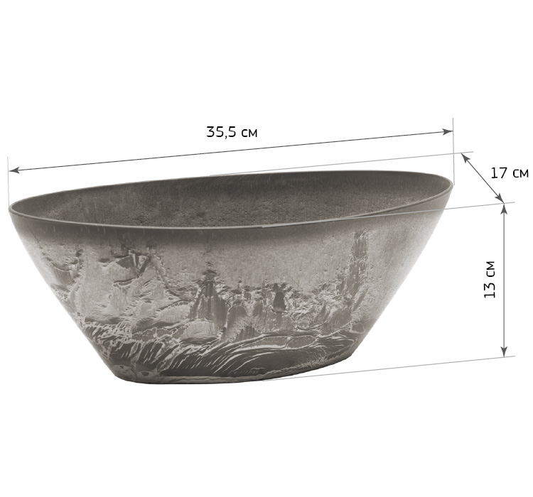 Кашпо пластм. "Микрит" 3.4л овал. 355х170 h130мм Серый слайн М3109 ("М-П.")*1/10 Кашпо пластм. "Микрит" 3.4л овал. 355х170 h130мм Серый слайн М3109 ("М-П.")*1/10