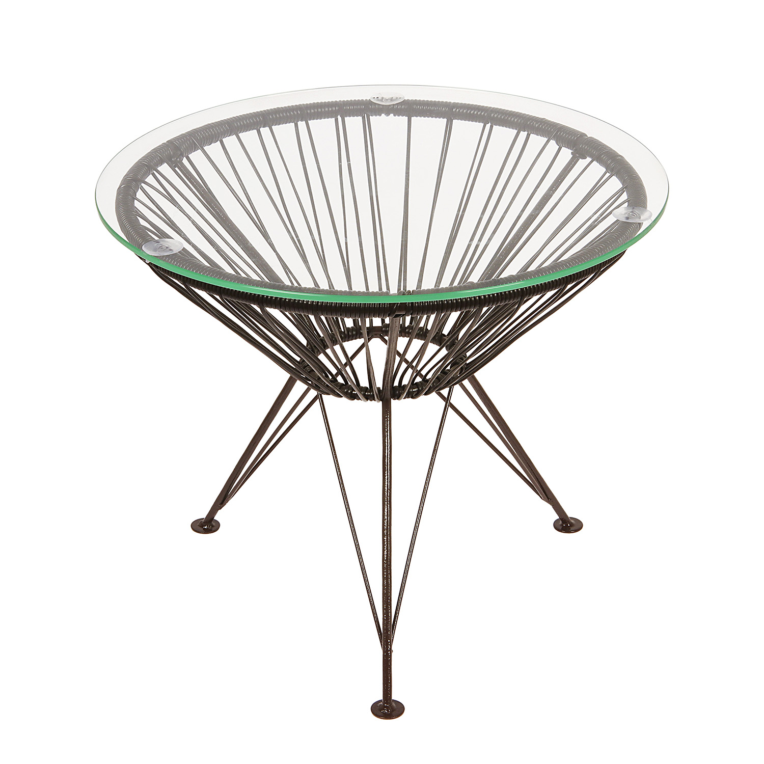 Набор дачной мебели "Ракушка" стол (стекло) 50 см + 2 кресла (до 120 кг), полиротанг коричневый *1