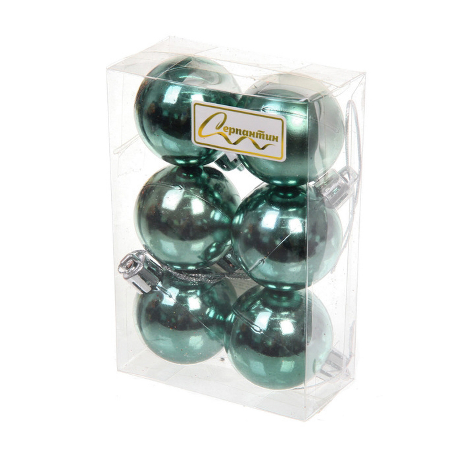 Новогодние шары 4 см (набор 6 шт) "Глянец", темный нефрит Новогодние шары 4 см (набор 6 шт) "Глянец", темный нефрит