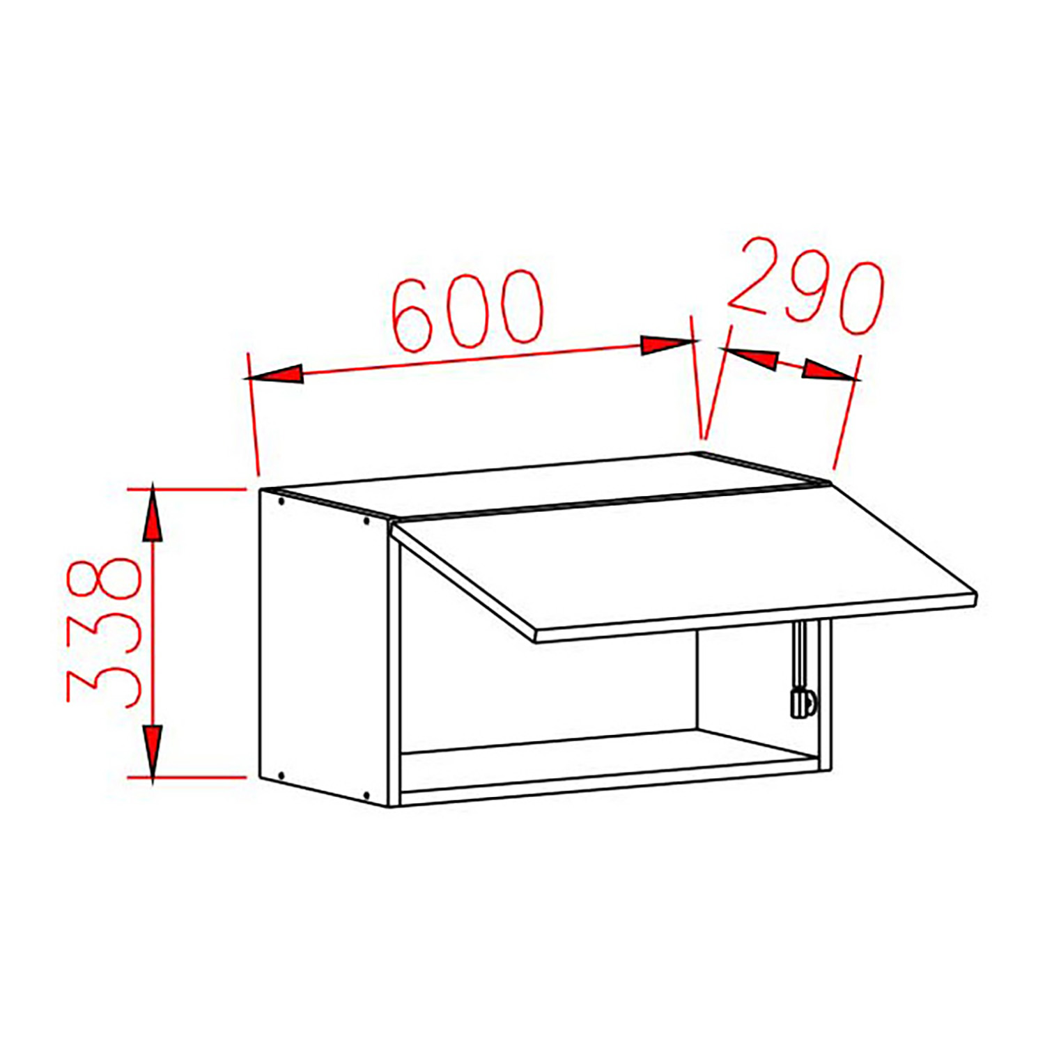 Шкаф навесной 600х338х290 мм BROZEX-WOOD Серый лед, для вытяжки, с дверцей, серый / графит