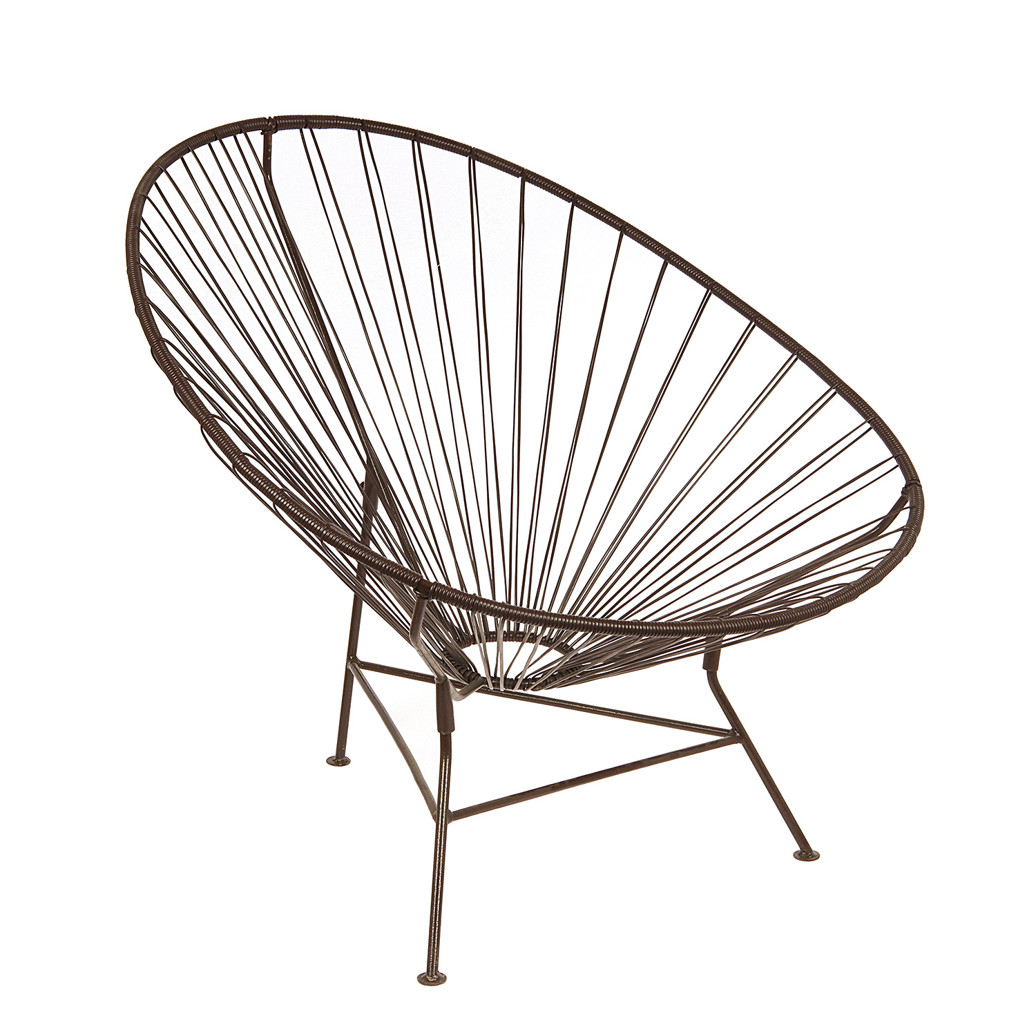 Набор дачной мебели "Ракушка" стол (стекло) 50 см + 2 кресла (до 120 кг), полиротанг коричневый *1