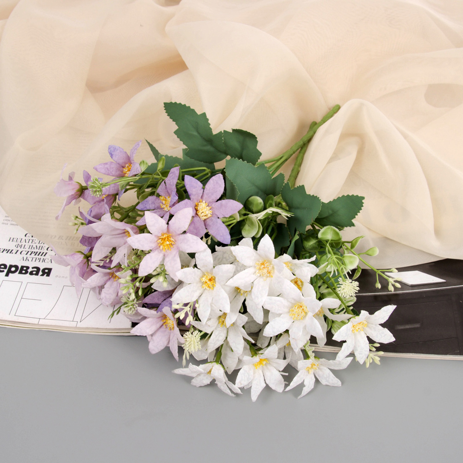 Букет искусственный «Клематис ривер», h=27 см, МИКС