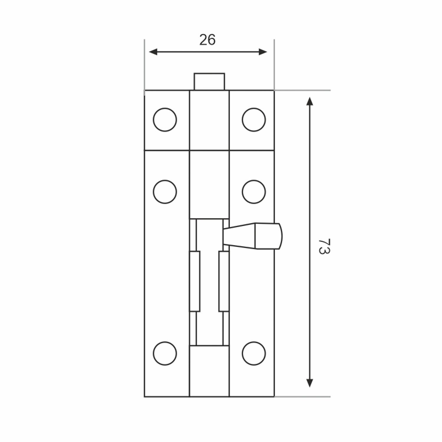 Шпингалет белый матовый 70 мм "ZY-710C" без пружины/205062 TRODOS