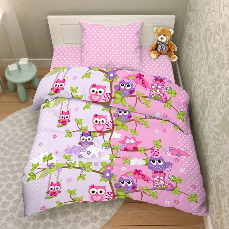 Постельное белье детское 1,5сп бязь Тинейджер Василиса 7162/1 Совята, наволочка 70*70 - 1шт *1/7 *