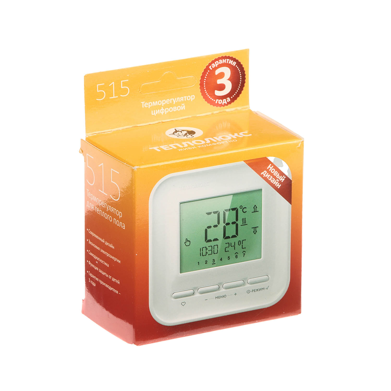 Терморегулятор Теплолюкс 515, электронный, белый Терморегулятор Теплолюкс 515, электронный, белый