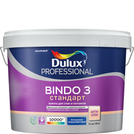 Краска латексная 9 л для стен и потолков DULUX BINDO 3, база BW, глубокоматовая