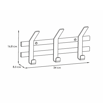 Вешалка настенная "Торонто 3" 364х174х91мм Графит ВНТ3 ГР ("ЗМИ") *1