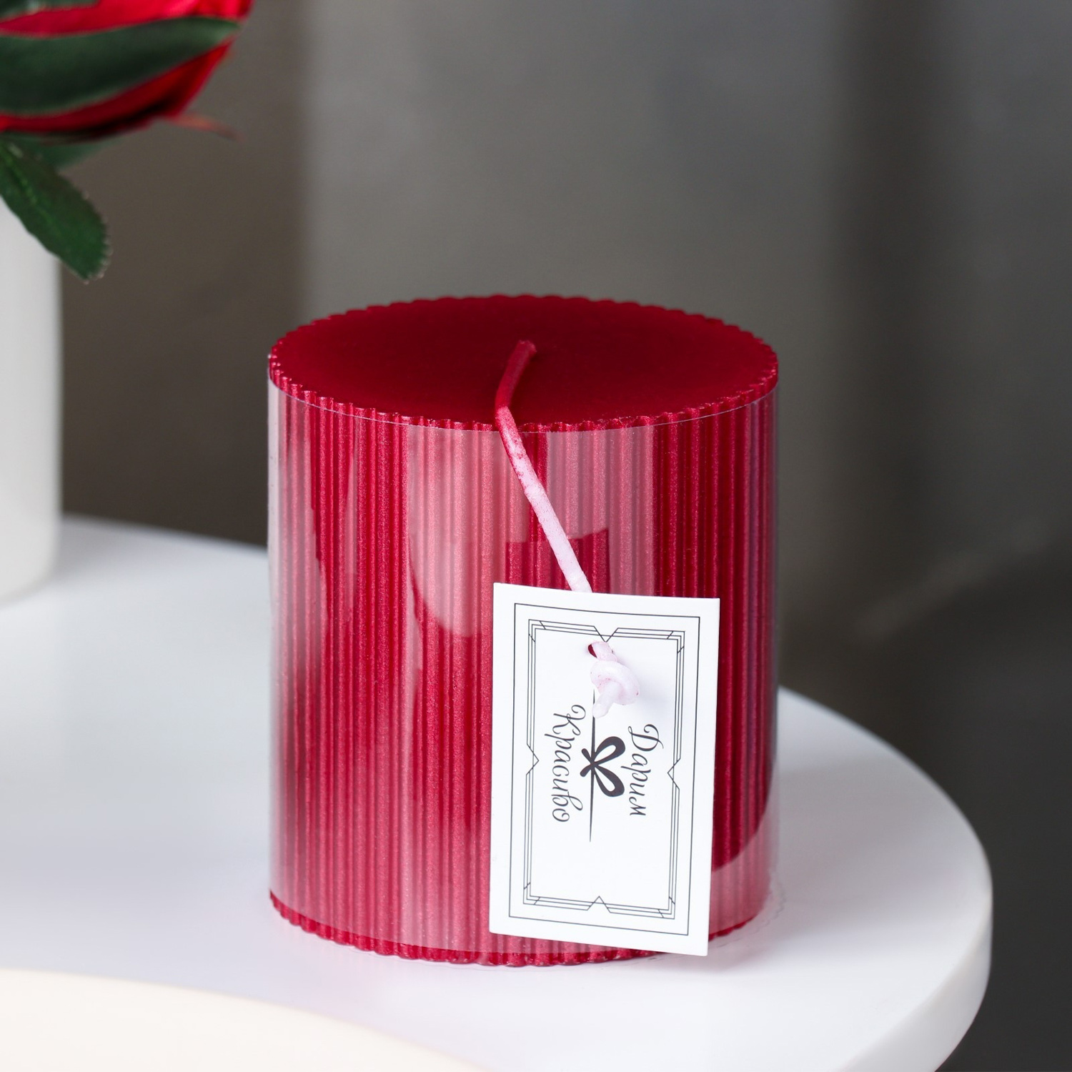 Свеча "Рельеф", 7×7.5см, красный металлик   9814721