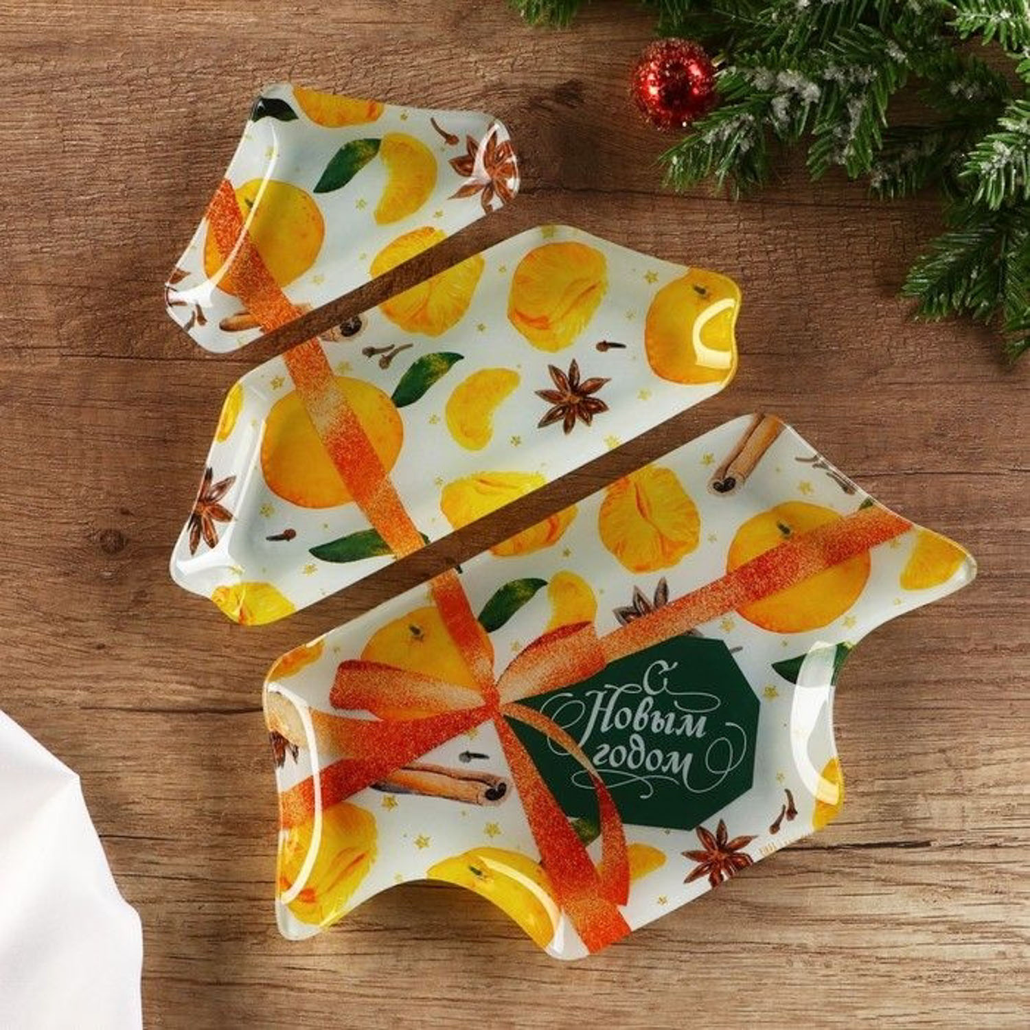 Менажница в форме елки "С Новым годом", 29 х 26 см 7706122 Менажница в форме елки "С Новым годом", 29 х 26 см 7706122