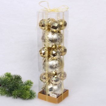 Набор шаров "Miracle" 10 см + 5 см (15 предметов), Золото