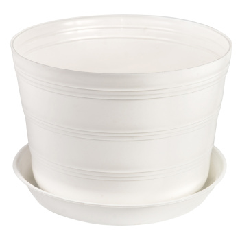 Кашпо пластм. "Классик " 1,4л d верха 150мм h104 с поддоном Белое КК 1,4 Б (Екатеринбург) *1/50