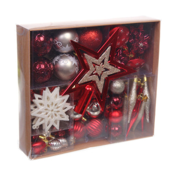 Набор ёлочных украшений "Сказочная зима" 45 предметов, Красный/Шампань