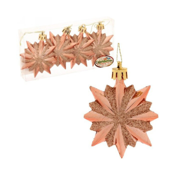 Ёлочные игрушки "Звезда остроконечная" 6 см (набор 4 шт), янтарь