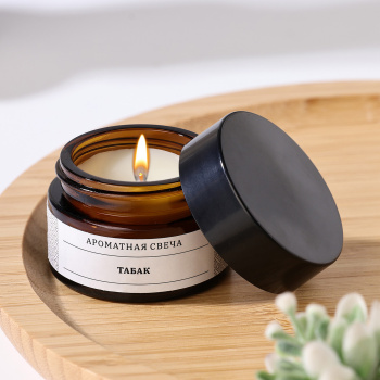 Свеча ароматическая в банке "Табак", соевый воск, 12 г   9865858