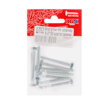 Шурупы по дереву BROZEX  6,0*50 шестигранник (10шт) *10/100