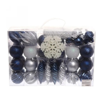 Набор украшений "Волшебный вальс" 6 см (83 предмета), серебро/сапфир/белый