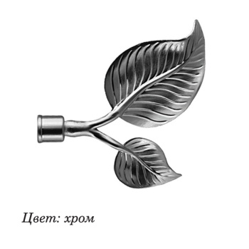 Наконечник для кованного карниза DIY 16мм Березовый лист Хром глянец (2шт) *1 *