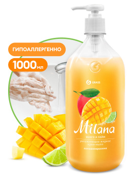 Мыло жидкое 1л с дозатором  GRASS "Milana" Манго и лайм 125418 *6 Мыло жидкое 1л с дозатором  GRASS "Milana" Манго и лайм 125418 *6