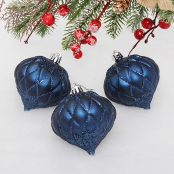 Ёлочные игрушки "Юла" 8 см (набор 3 шт), сапфир