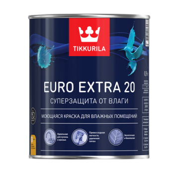 Краска акриловая для стен и потолков "Tikkurila Euro" Extra 20 A п/мат 0,9л моющаяся *6/462
