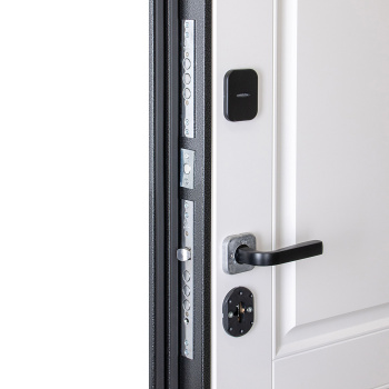 Дверь входная 2050х860х90 мм Дверной континент Брест, левая, серебристый антик/белый