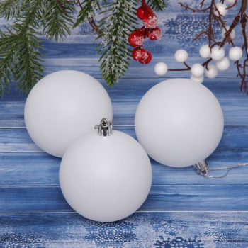 Новогодние шары 8 см (набор 3 шт) "Матовый", белый