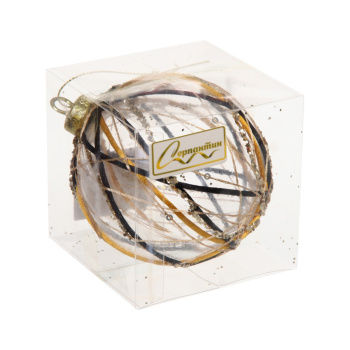 Новогодний шар "Изысканные узоры" 8 см, Чёрный/Золото