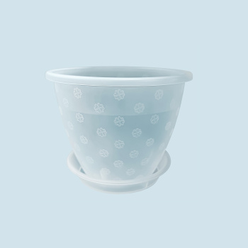 Кашпо пластм. "Цветочек" 1,2л d верха 150мм h120мм с поддоном Прозрачный КЦ 1,2 (Екатеринбург)*1/100