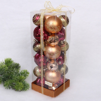 Набор шаров "Winter miracle" 7 см + 5 см (24 предмета), Рубин/Шампань