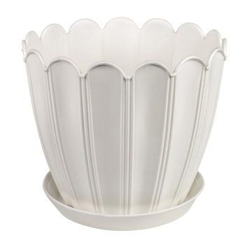 Кашпо пластм. "Хризантема" 3,4л d верха 190мм h180мм с поддоном Белое КХ 3,4 Б (Екатеринбург) *1/25