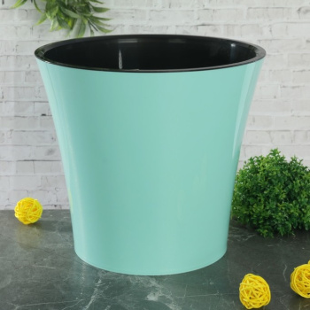 Кашпо пластм. "АРТЕ" 2,0л мятный/черный АРТ 2 М-Ч ("Santino") *1/30