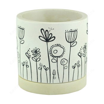 Кашпо гипсовое "Лира" 1,38л d верха 145мм h125мм с поддоном Слоновая кость ("VipSet") *3