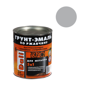 Грунт-эмаль по ржавчине серебристый алюминий 2 л DALI RAL 9006 *1/3/192