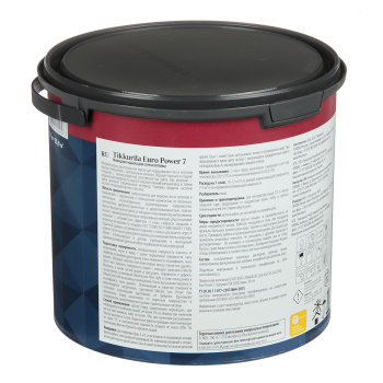 Краска акриловая 2.7 л для стен и потолков Tikkurila Euro Power 7, белая база А, матовая