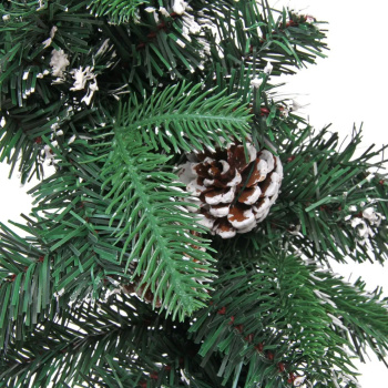 Венок хвойный "Иней" d-60 см, ПВХ, литой ПВХ, шишки, белый иней