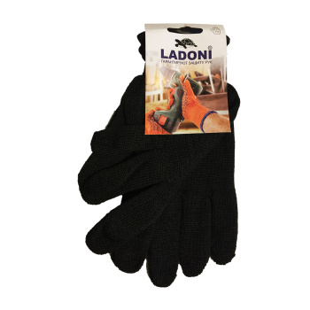 Перчатки ХБ  бпокр 10кл (5 нитей) 85гр черные  двуслойные зимние (540Р) Ladoni Перчатки ХБ  бпокр 10кл (5 нитей) 85гр черные  двуслойные зимние (540Р) Ladoni