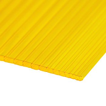 Поликарбонат 4 мм сотовый Unipol, 2.1х6 м, 0.47 кг/м², желтый