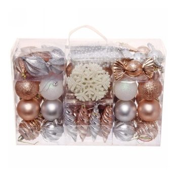 Набор украшений "Волшебный вальс" 6 см (83 предмета), шампань/серебро/белый