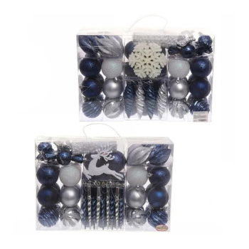 Набор украшений "Волшебный вальс" 6 см (83 предмета), серебро/сапфир/белый