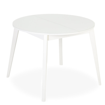 Стол раздв.ПГ-К СТ 940*940мм ЛДСП Белыйстекло Экстра+комплект ножек метал.гнутые Белые *1