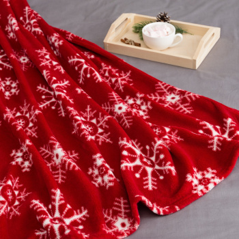 Плед 180*200см корал-флис Снежинки красный Этель *1