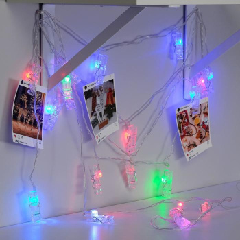 Гирлянда «Нить» Luazon Lighting, 5 м, мигание, мульти, прищепки, 20 LED, IP20, 220 В