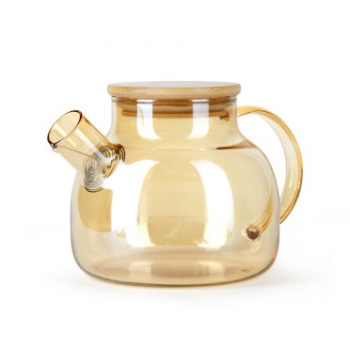 Чайник заварочный жаропрочное стекло 800мл бамбук. крышка, фильтр-пружина (BF-515) "Barouge" *1/48