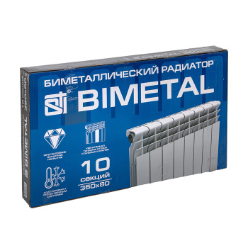 Радиатор биметаллический 10 секций STI, 350 мм, белый Радиатор биметаллический 10 секций STI, 350 мм, белый